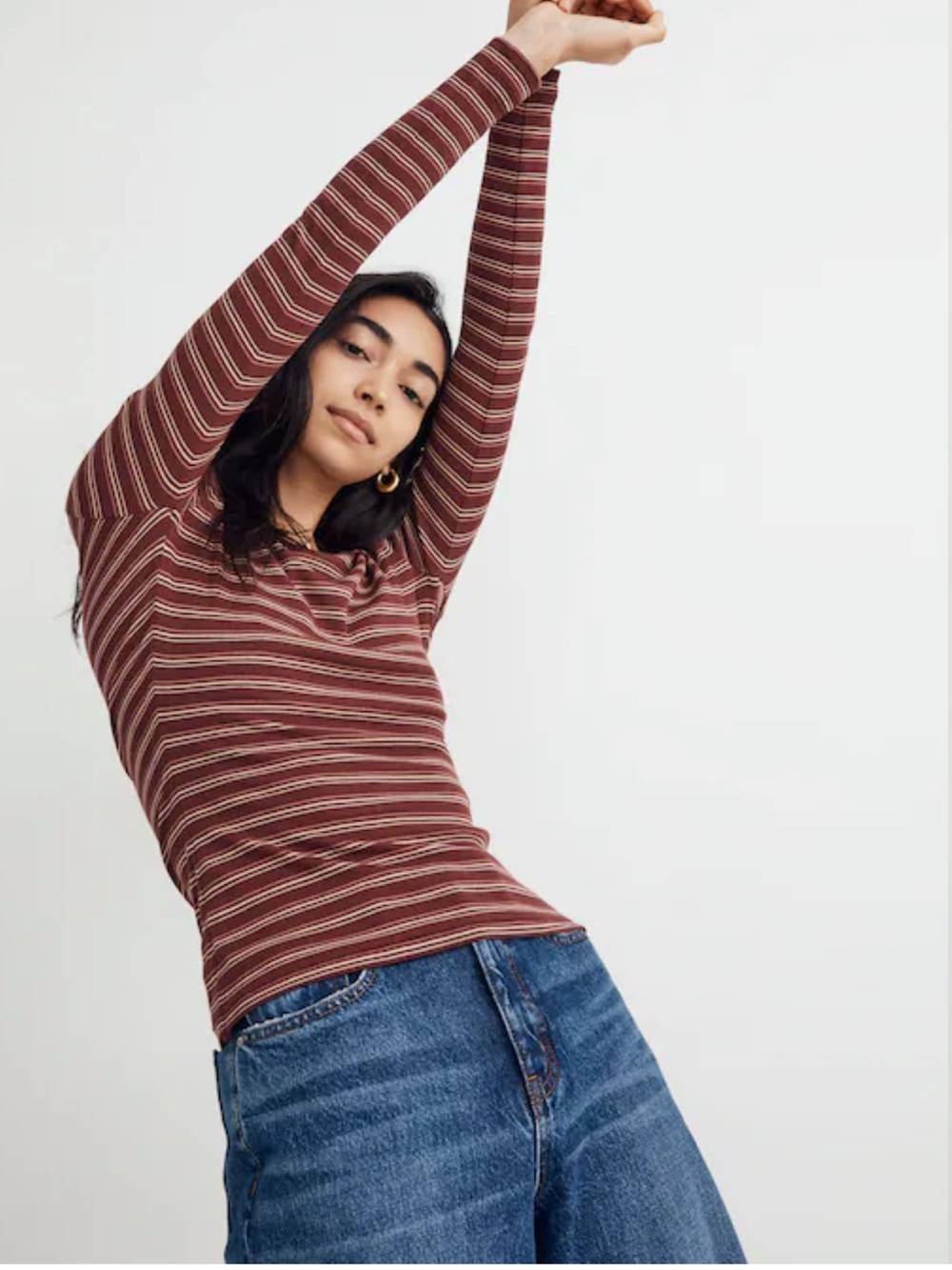 Madewell Fine Ribbed Crewneck Tee in Macey Stripe